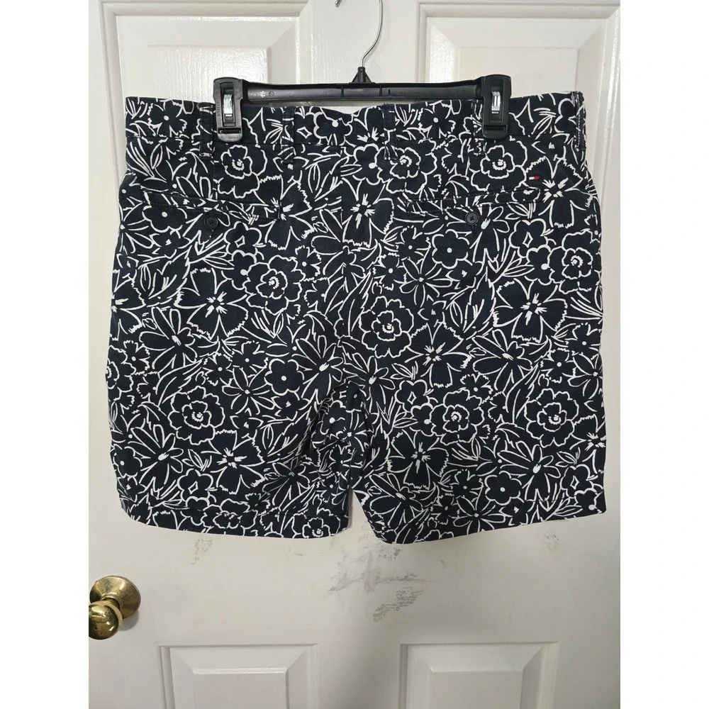 Tommy Hilfiger Mens Floral Chino Shorts Navy Blue White Print Size 36 Summer
